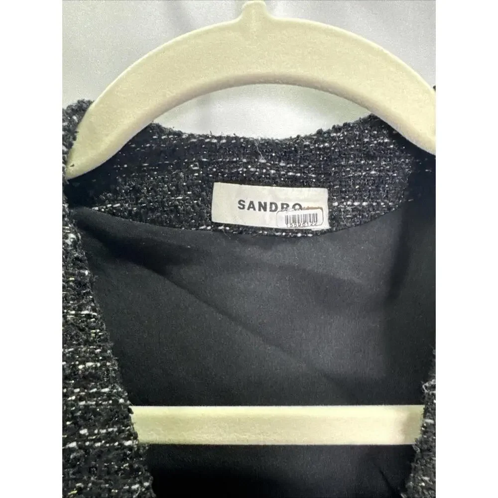 Sandro Black Tweed Mini Dress Size 42 - Picture 5 of 7
